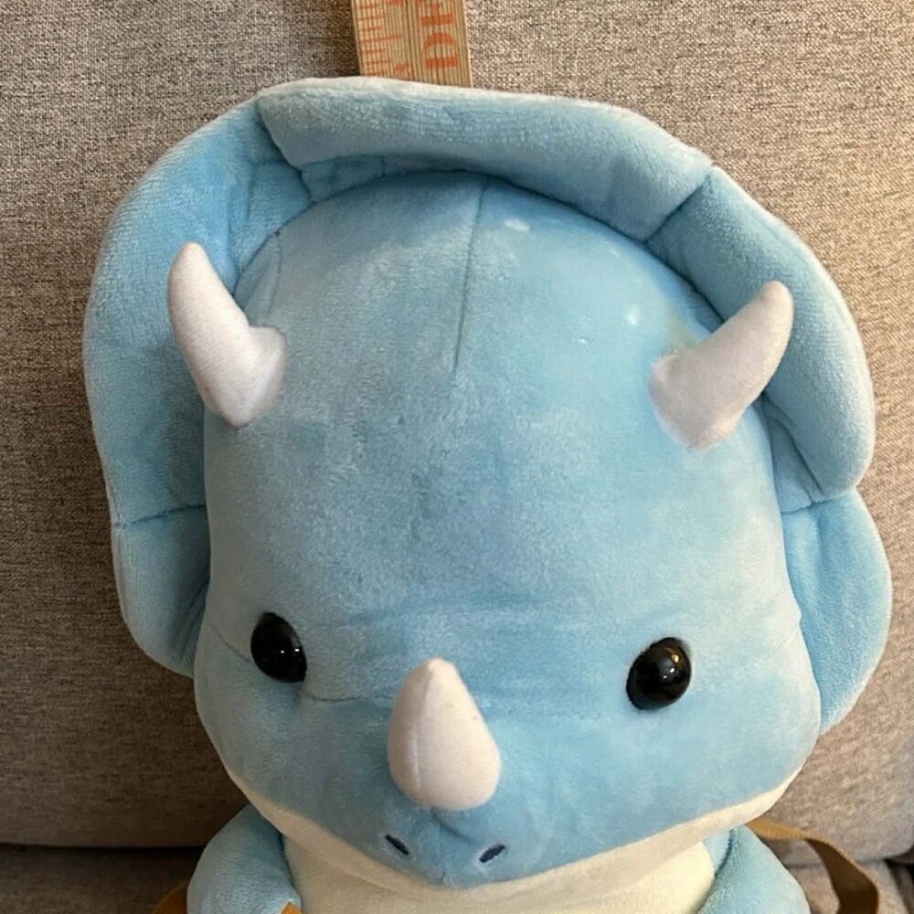 NWT Japan Yuru Yuru Saurus Blue Triceratops Plush Kids Backpack - Picture 3 of 5